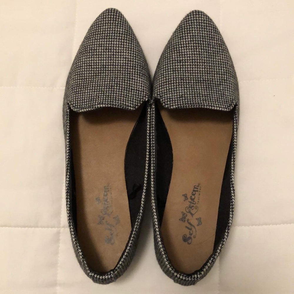 FINAL SALE Self Esteem B&W houndstooth flats - 6.5